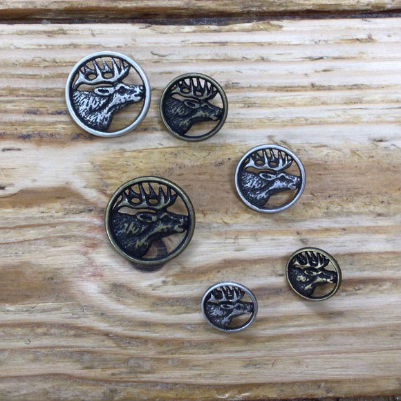 Stag Head Button (metal)