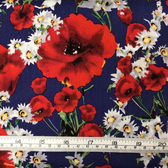 Poppy/Daisy Fabric 100% Cotton (Sold in quarter metres)