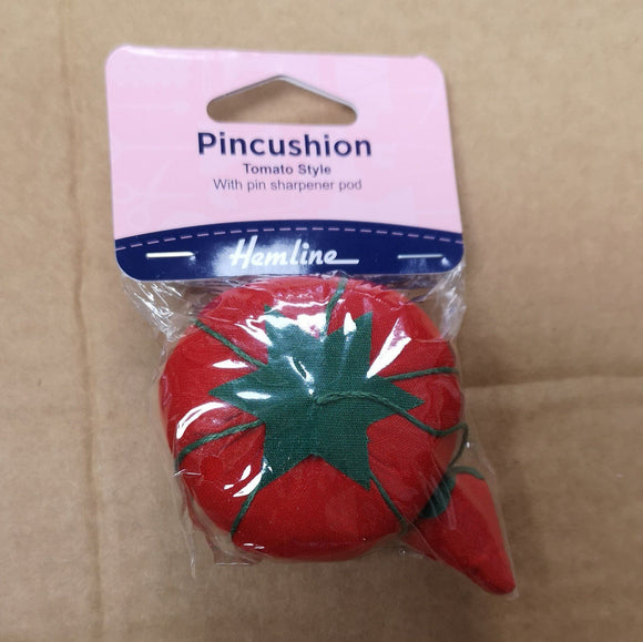 Tomato Pin Cushion with pin sharpener pod